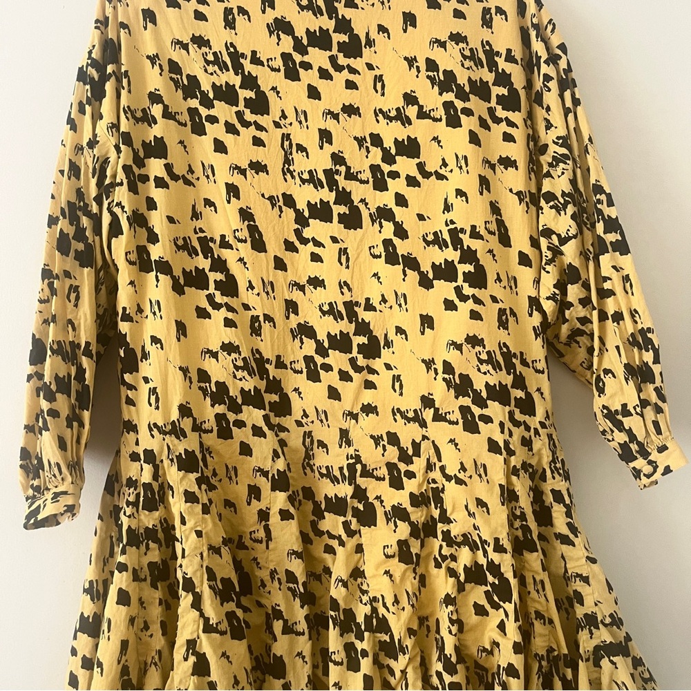 Anine Bing Painterly Leo Peyton Long Sleeve Yellow and Black Mini Dress XXS - Picture 11 of 16